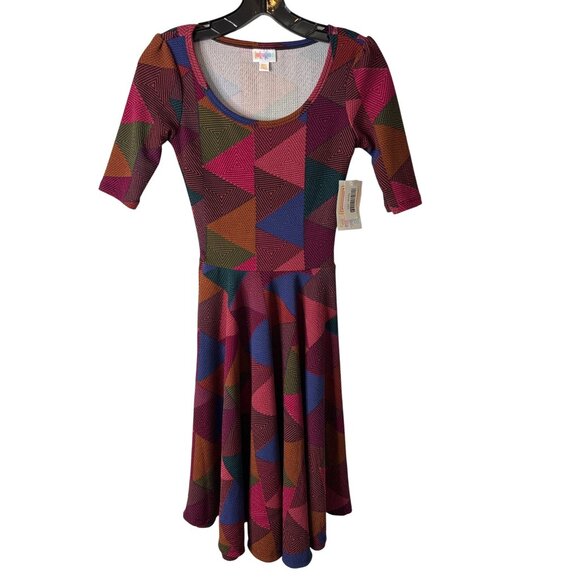 LuLaRoe Women's Colorful Geometric Nicole Dress Size XXS NWT - Picture 1 of 7